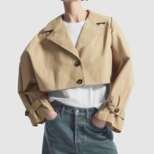 HOUSE OF HARLOW 1960 Tan Oversized Cropped Jacket, One Size
